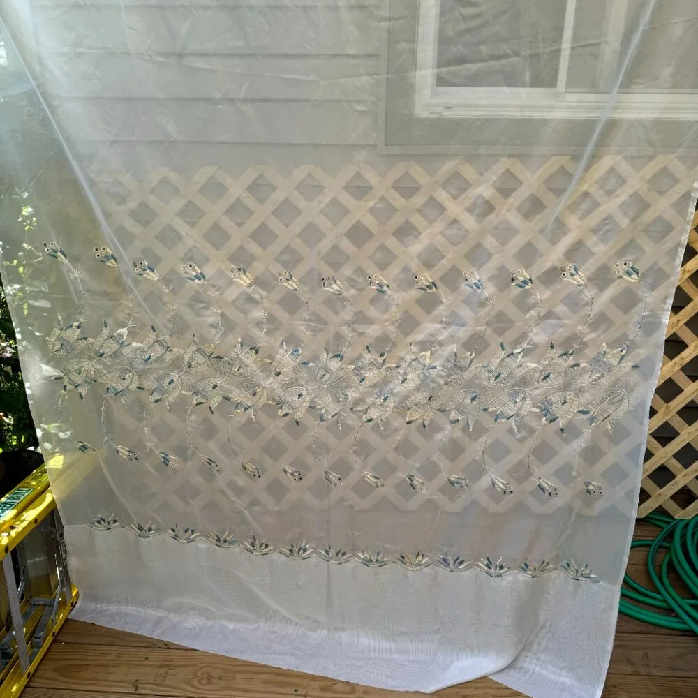 Vintage Embroidered Curtain Panel